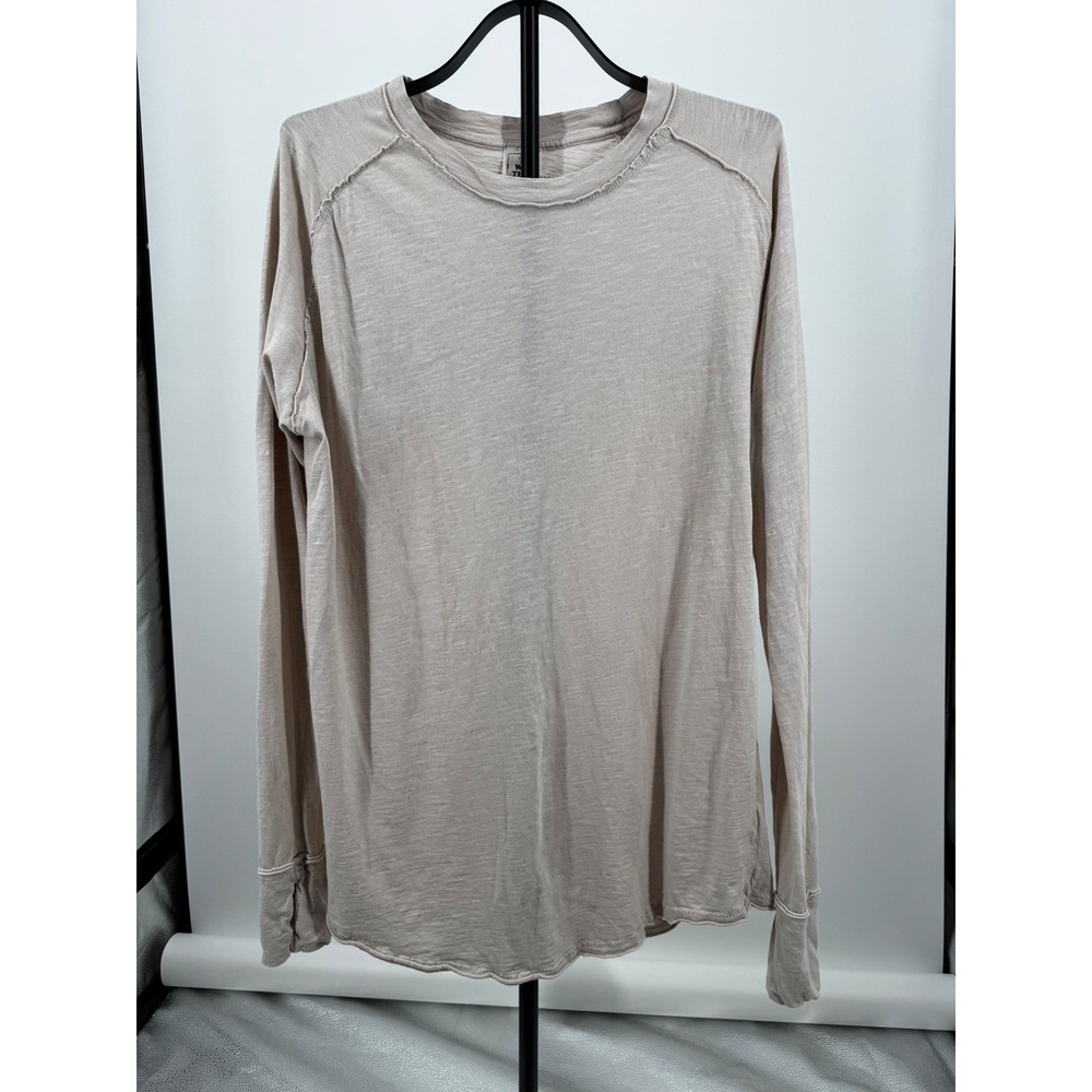 We The Free Free People Slub Knit Long Sleeve Thumbhole Top Beige OB990140
